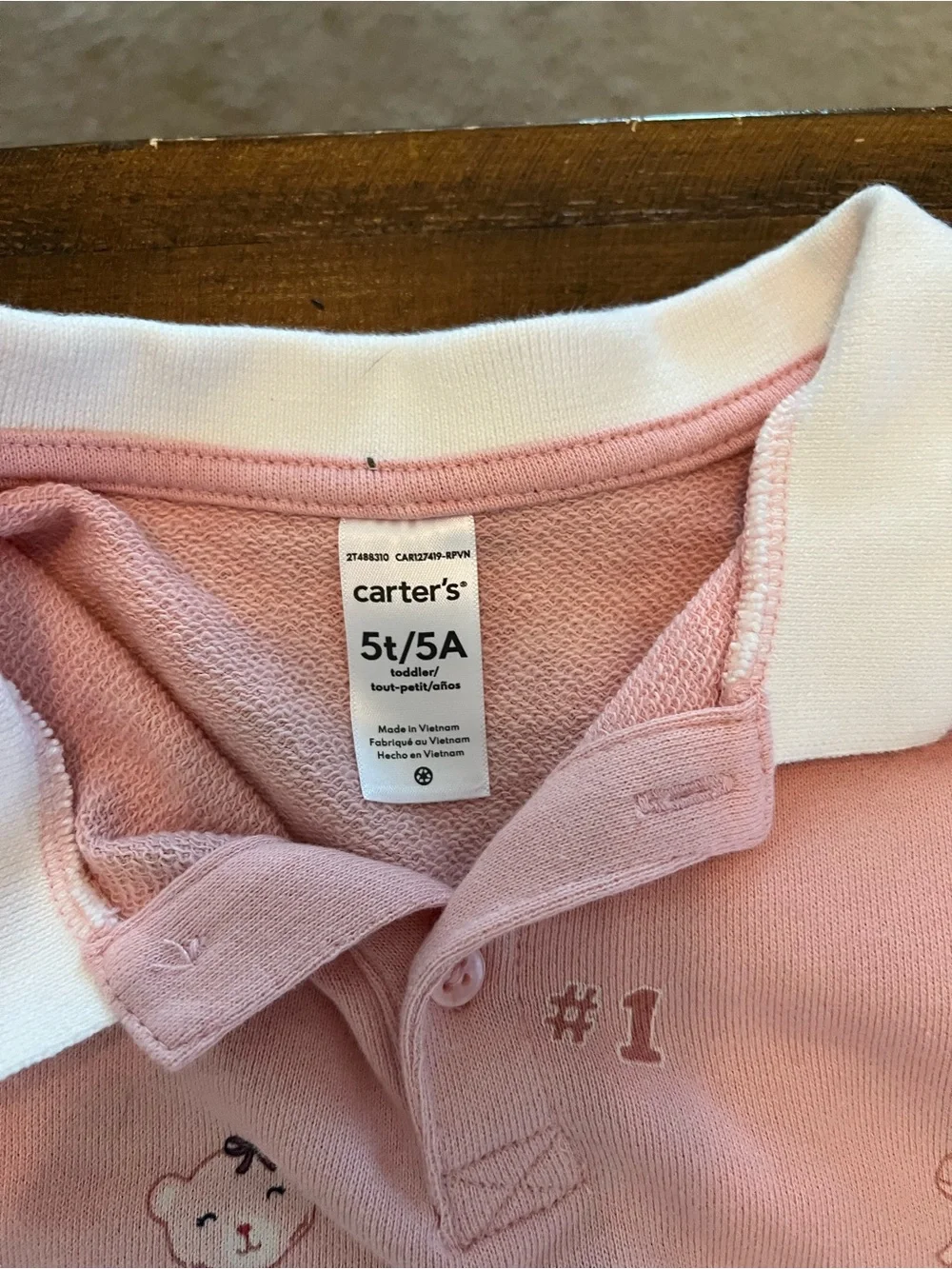 Carter's Pink Collared sweatshirt Knit Dress with Cherry & Bow Motifs